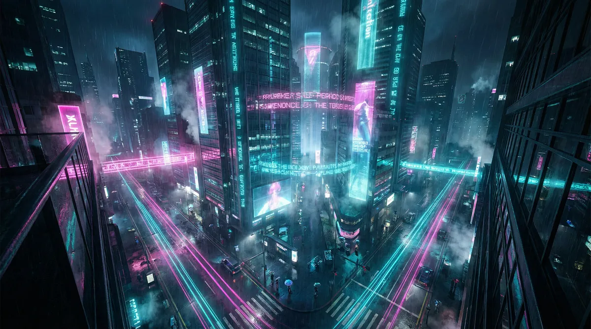 再见黄埔滩 竖屏短剧平台首页背景 - 赛博朋克都市夜景